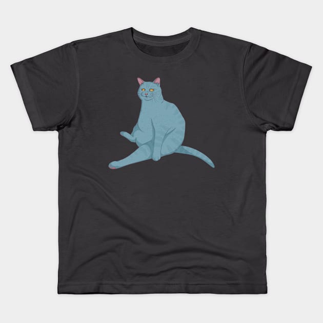 Disgruntled Blue Cat Kids T-Shirt by Eden Sprout
